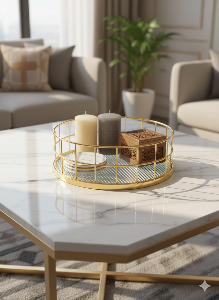 The Aurelia Gold & Ribbed Glass Decorative Tray