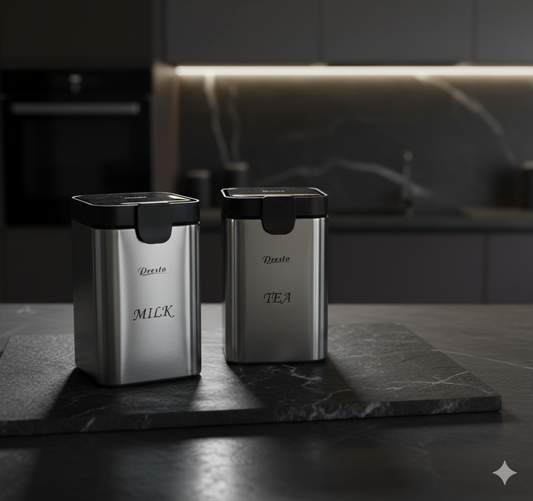 Presta Premium 3-Piece Stainless Steel Kitchen Canister Set