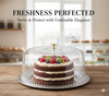 Embossed Silver Plate and Clear Cake Dome Set