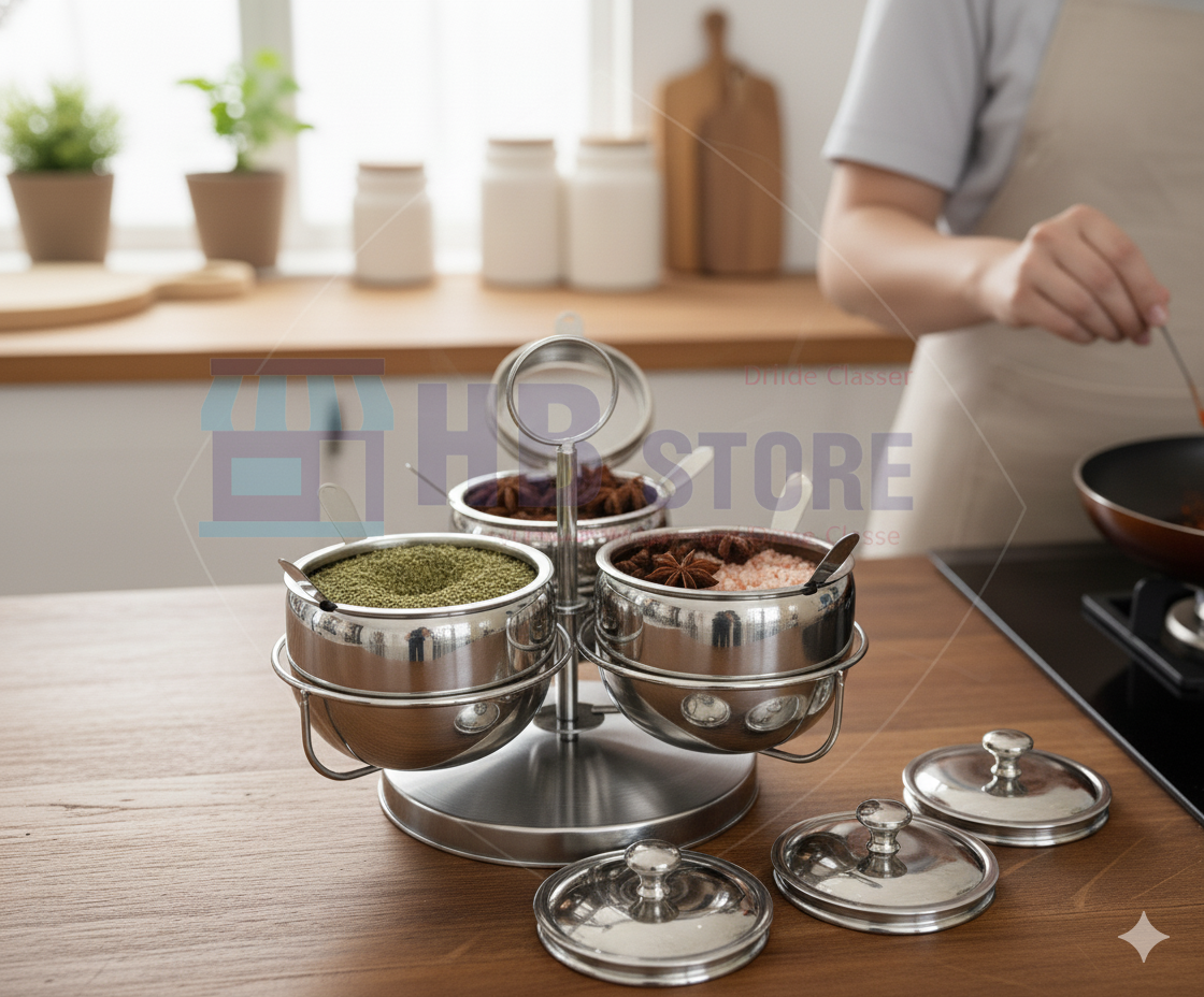 3PCS Rotating Stainless Steel Spice Organizer