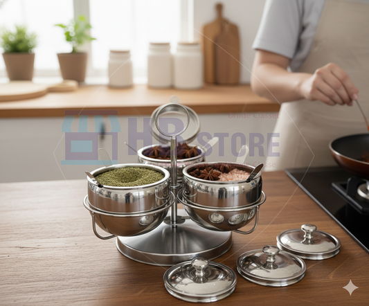 3PCS Rotating Stainless Steel Spice Organizer