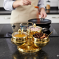 Stainless Steel Golden Revolving Spice Jar Set (3PCS)