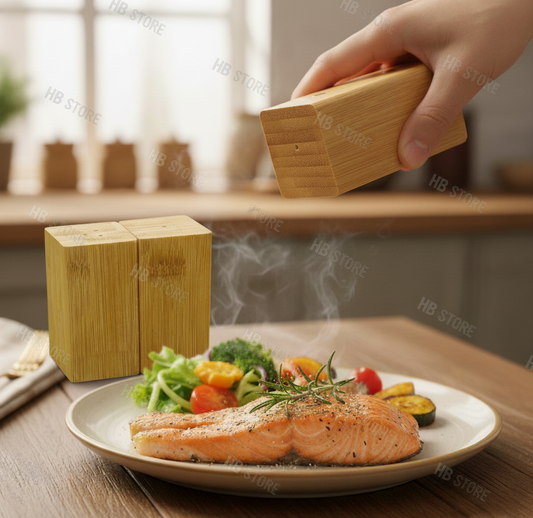Natural Bamboo Salt & Pepper Shaker Set