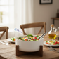 Stylish Ceramic Serving Bowl with Wooden Frame
