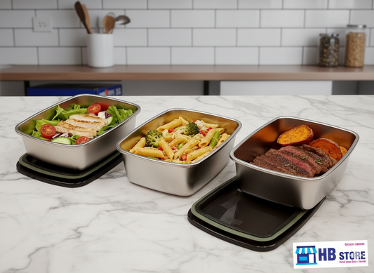 Stainless Steel Food Storage Containers with Airtight Lids – Stackable Set