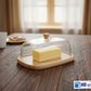 "Butter Dish with Wooden Base & Clear Acrylic Lid
