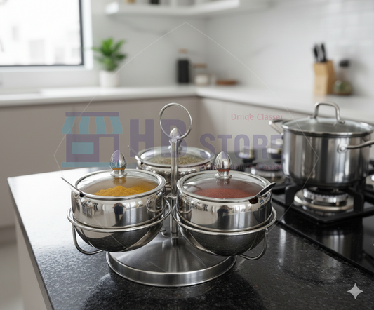 3PCS Rotating Stainless Steel Spice Organizer