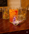 Clear Double Walled Glasses with Interior Flower Art