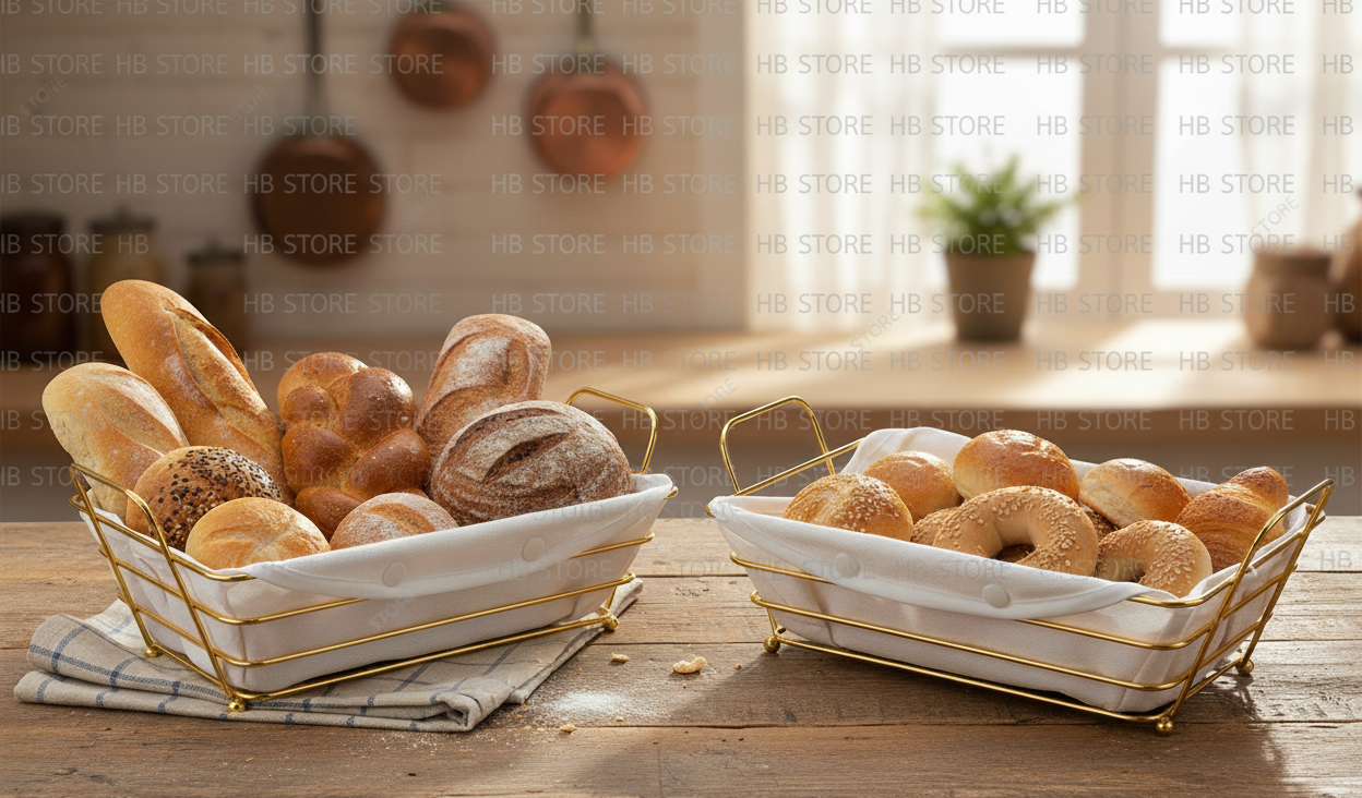 Golden Metal Bread Basket