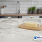 "Butter Dish with Wooden Base & Clear Acrylic Lid