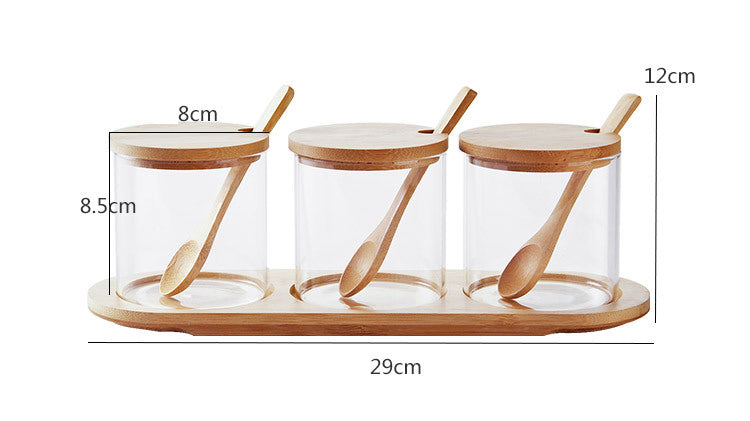 3Pcs Wooden & Glass Jar