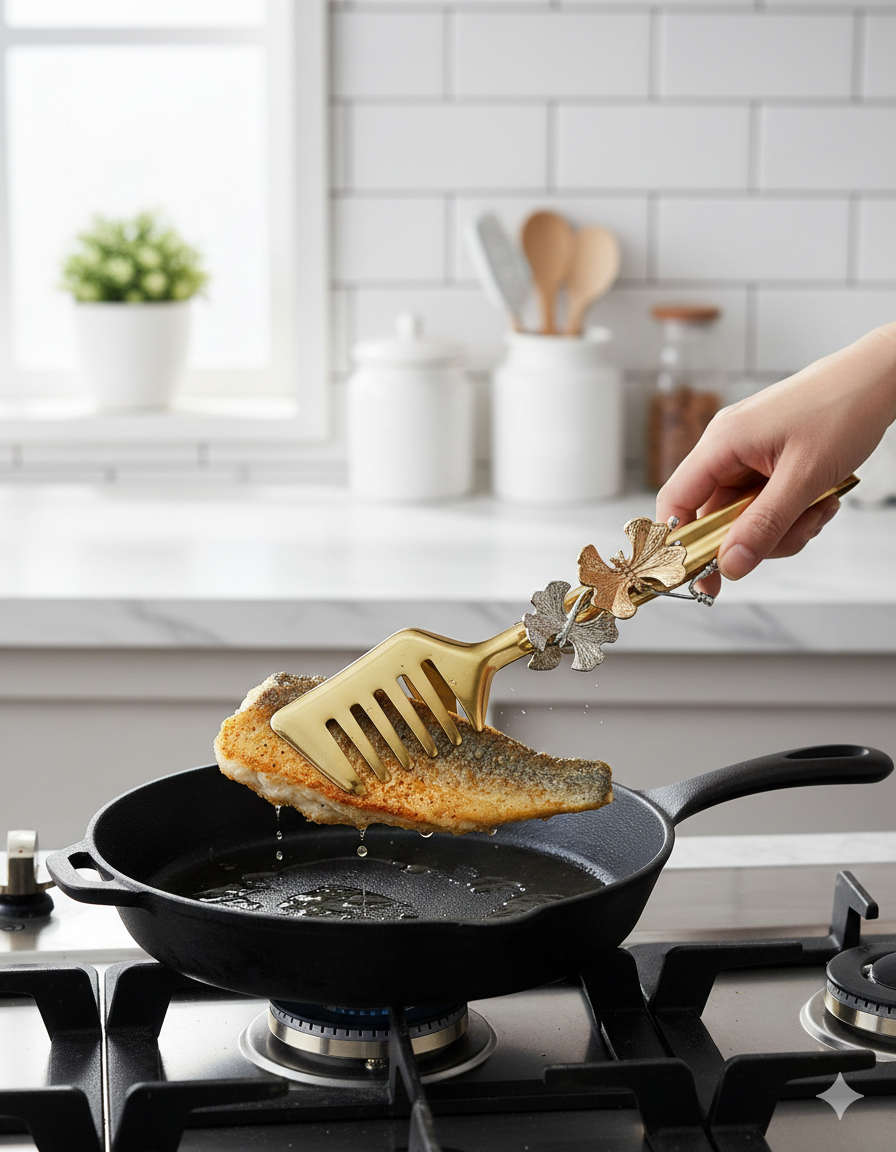 Artisan Butterfly Series: Luxury Gold Serving Tongs