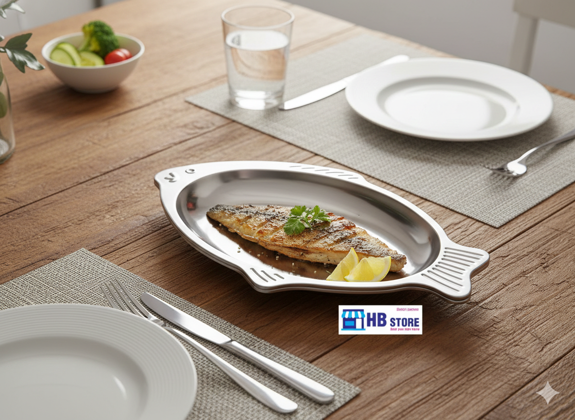 Stainless Steel Fish-Shaped Serving Platter