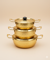 Gold Stainless Steel Stockpot Set – 3-Piece Luxury Cookware