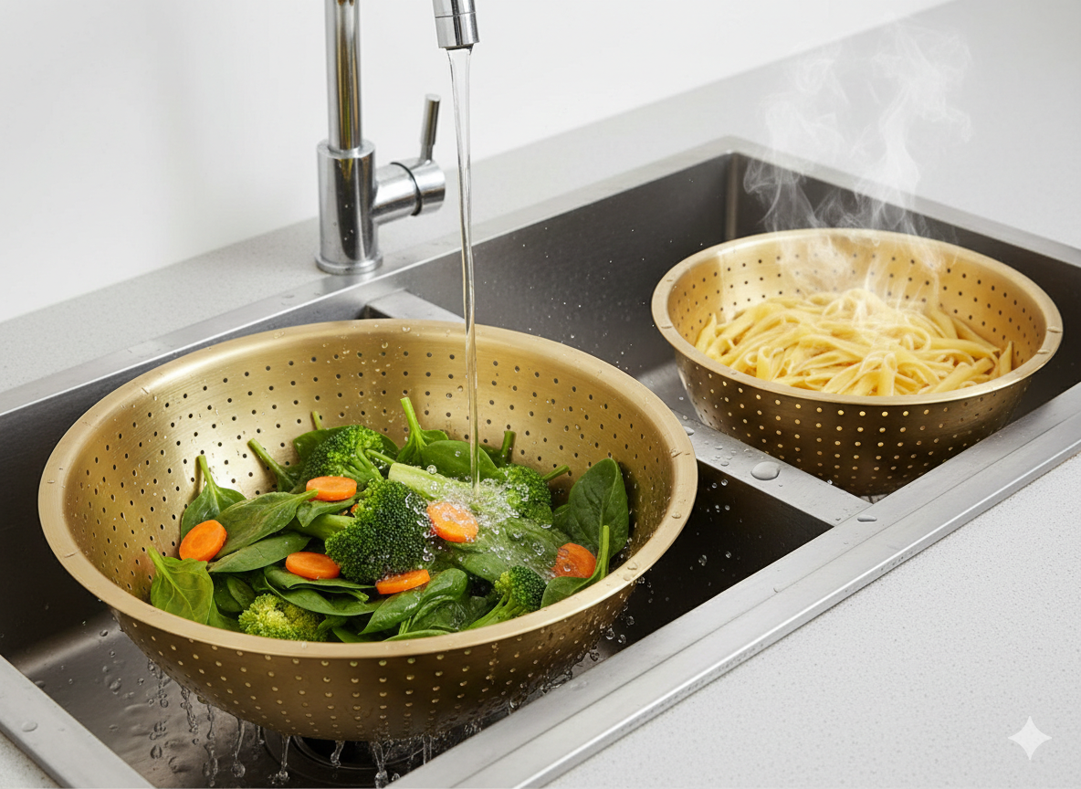 3-Piece Brushed Gold Stainless Steel Colander & Strainer Set