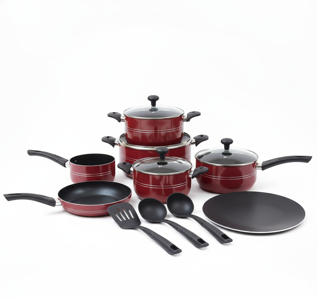 CHEF 10-Piece Essential Non-Stick Cookware Set – Maroon Edition