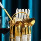 24pcs Marble Cutlery Set With Stand