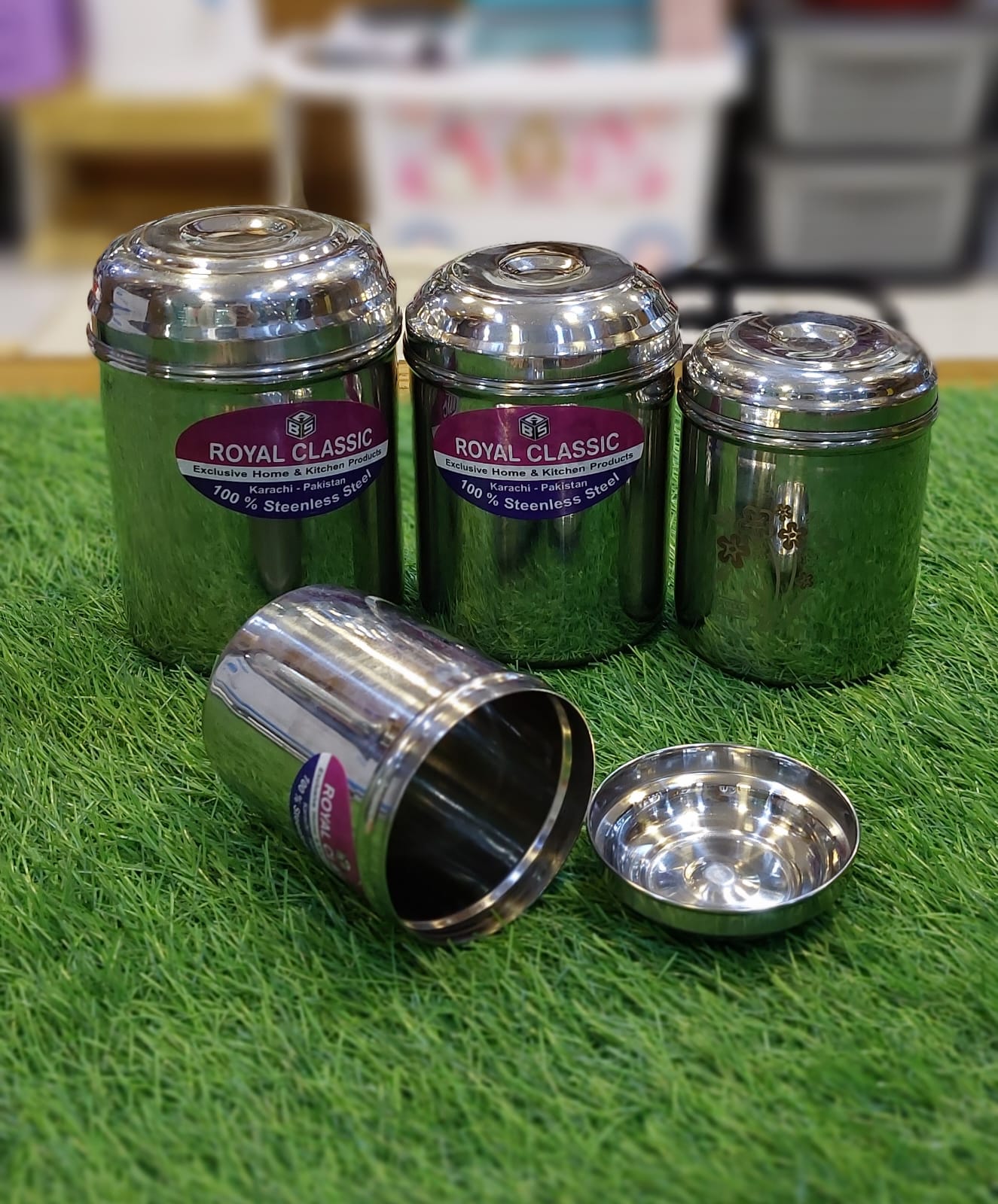 4Pcs Heavy Steel Jar Set