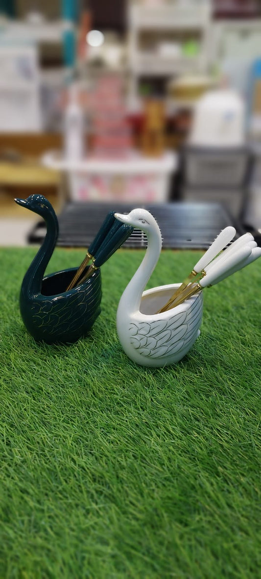 Ceramic Swan Spoon Set