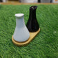 Ceramic Salt & Pepper Set With Wooden Base