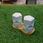 Ceramic Salt & Pepper Set With Wooden Base