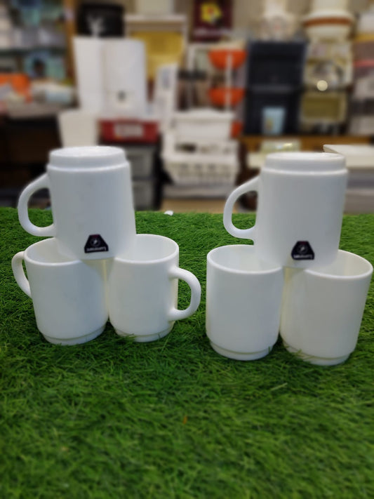 6Pcs Ceramic White Cup Set