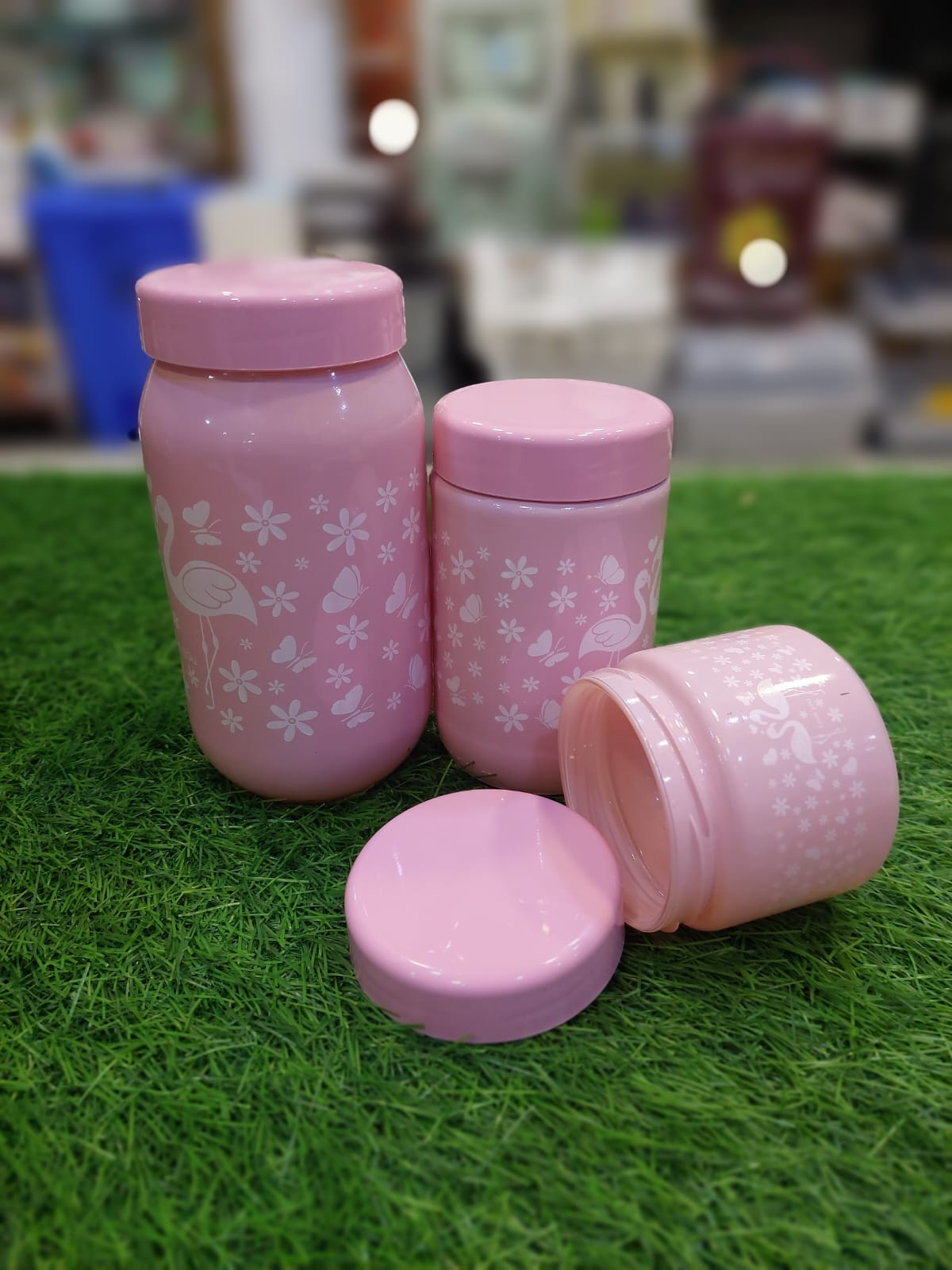 3Pcs Turkish Pink Jar Set