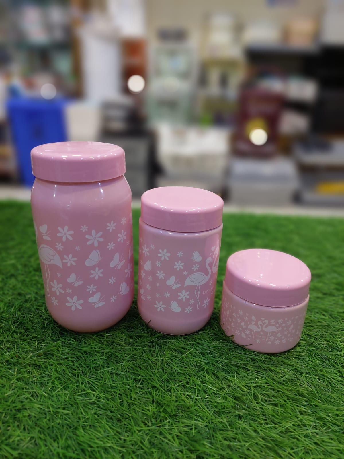 3Pcs Turkish Pink Jar Set