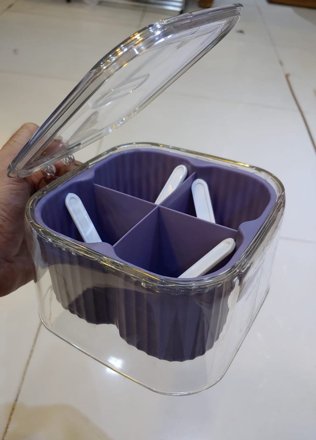 4 Portion Acrylic Plastic Spice Box