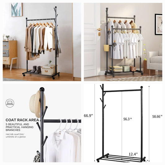 Double Garment Rack Hanging Top Rod