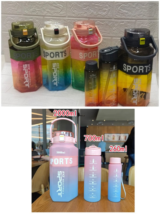 3Pcs Water Bottle With Straw