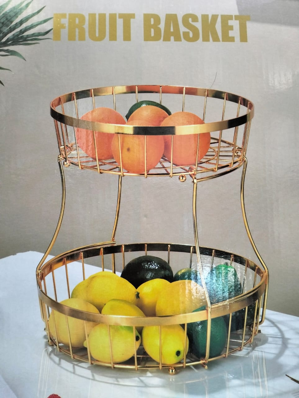 Two Tier Detachable Golden Metal Snack Storage