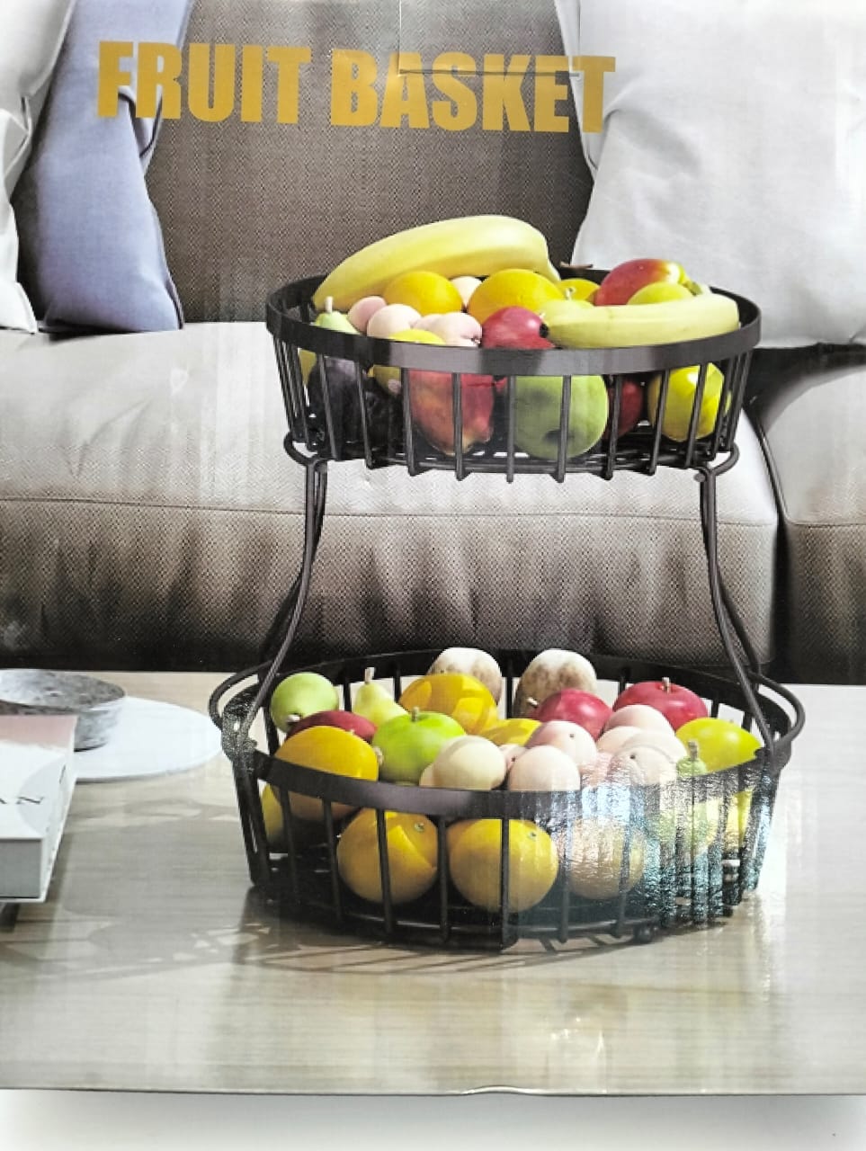 Two Tier Detachable Golden Metal Snack Storage