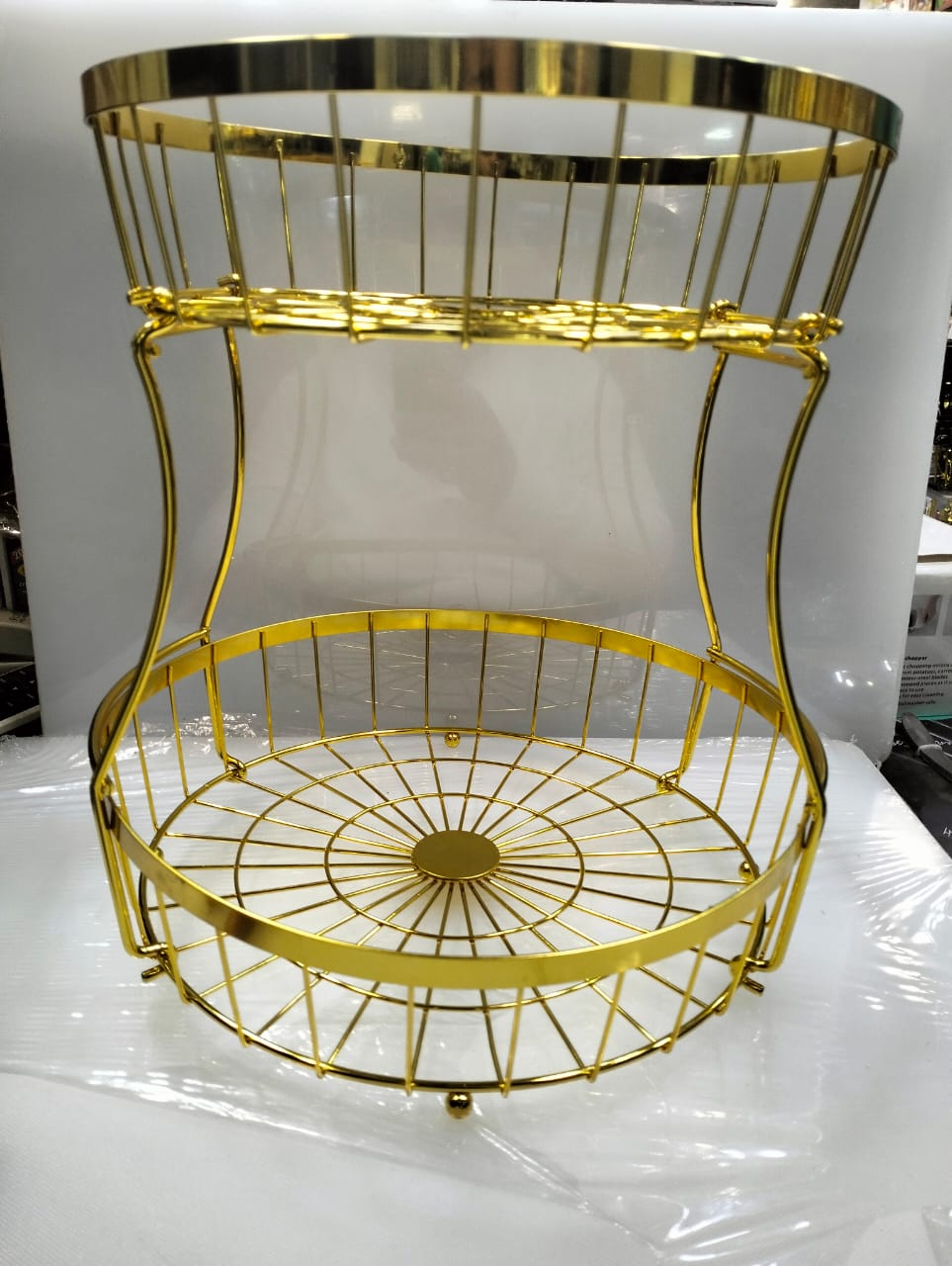 Two Tier Detachable Golden Metal Snack Storage