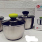 3Pcs Steel Bowl With Glass Lid
