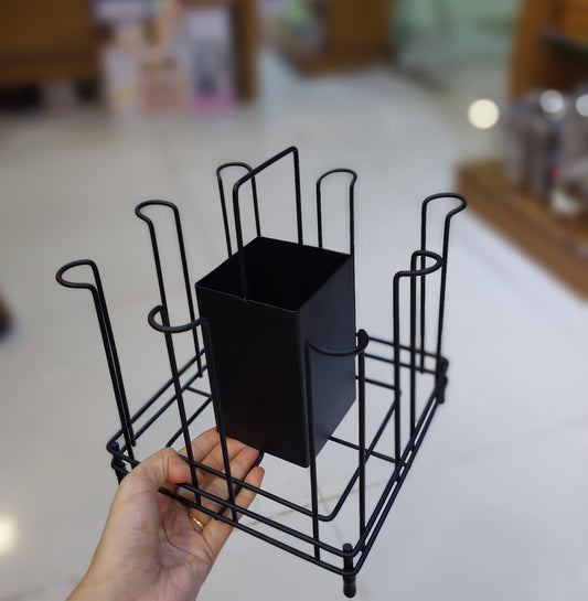 Metal Glass Stand & Cutlery Holder