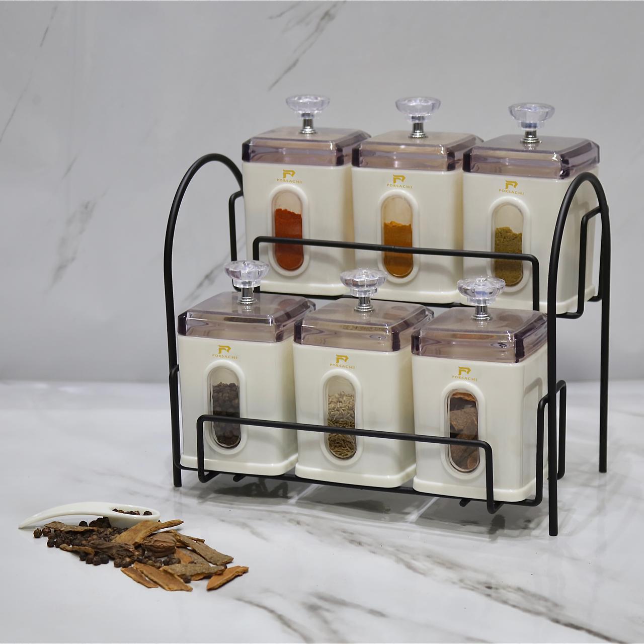 6Pcs Spice Jar With Stand