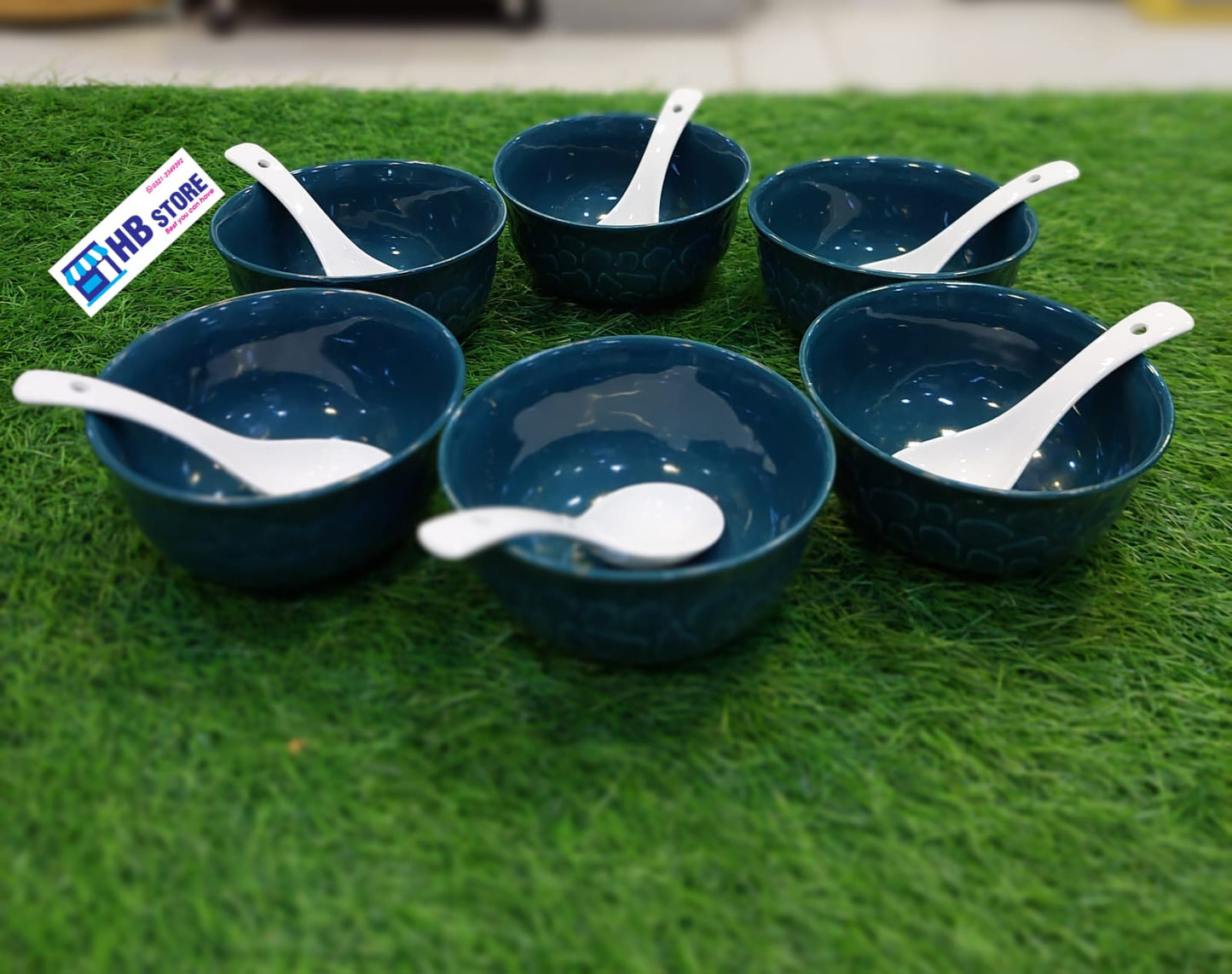 Ceramic 6pcs Soup Bowl & Spoon Set