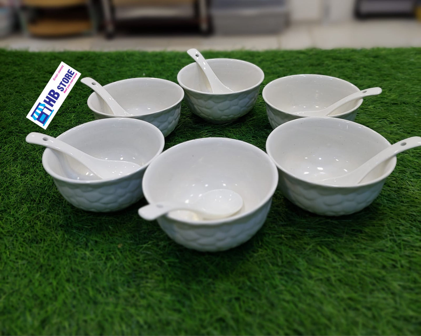 Ceramic 6pcs Soup Bowl & Spoon Set