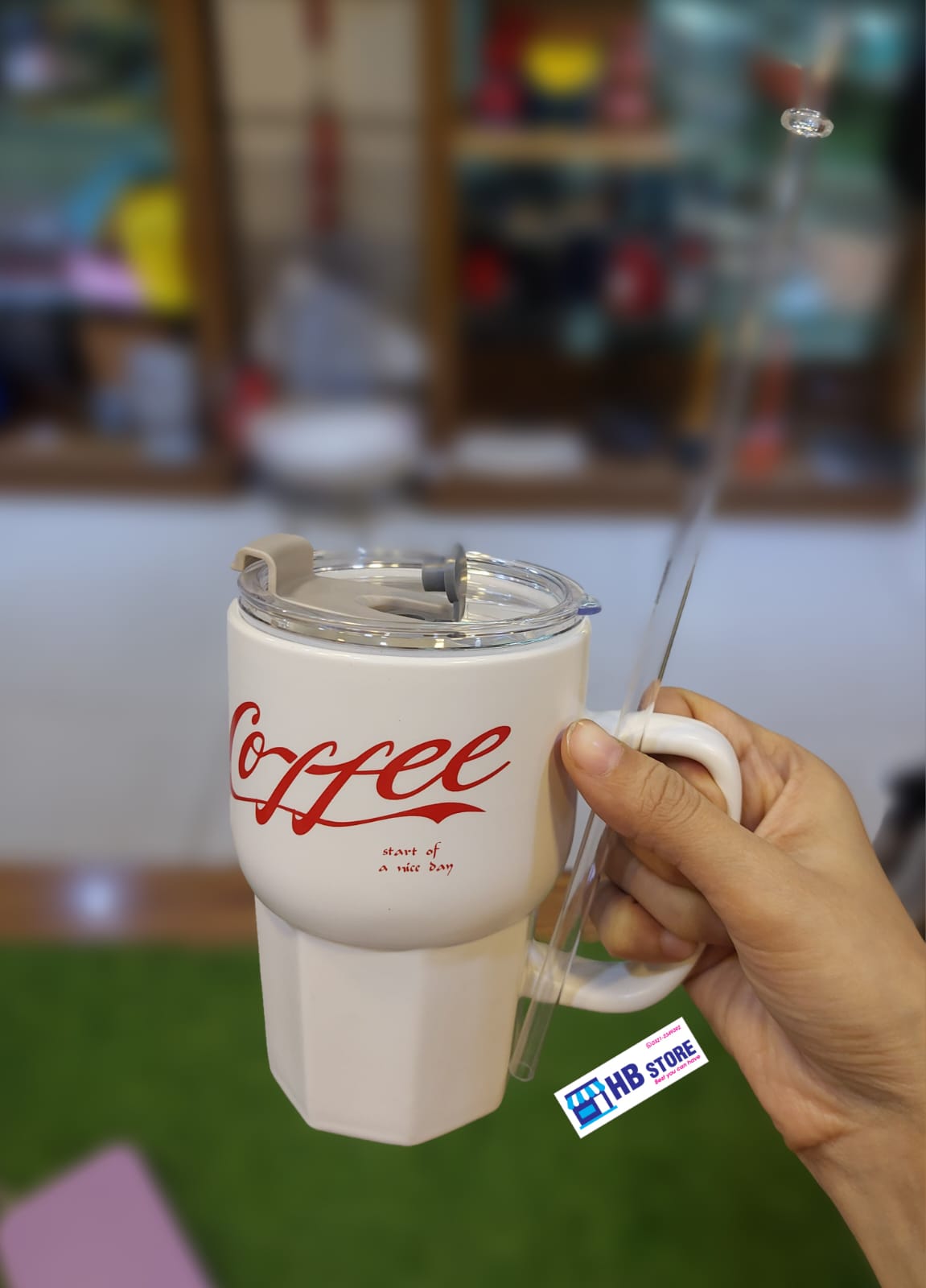 Ceramic Materiel Coffee Sipper With Straw