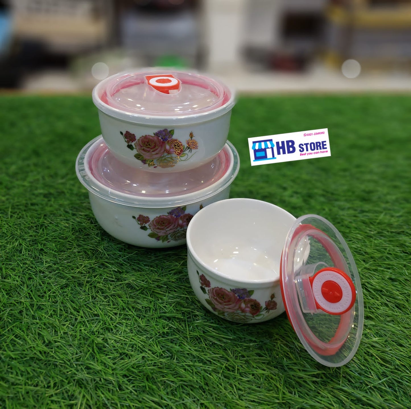 3pcs Ceramic Airtight Bowl Set