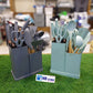 19Pcs Kitchen Utensil Knife & Cutting Board Complete Set With Holder