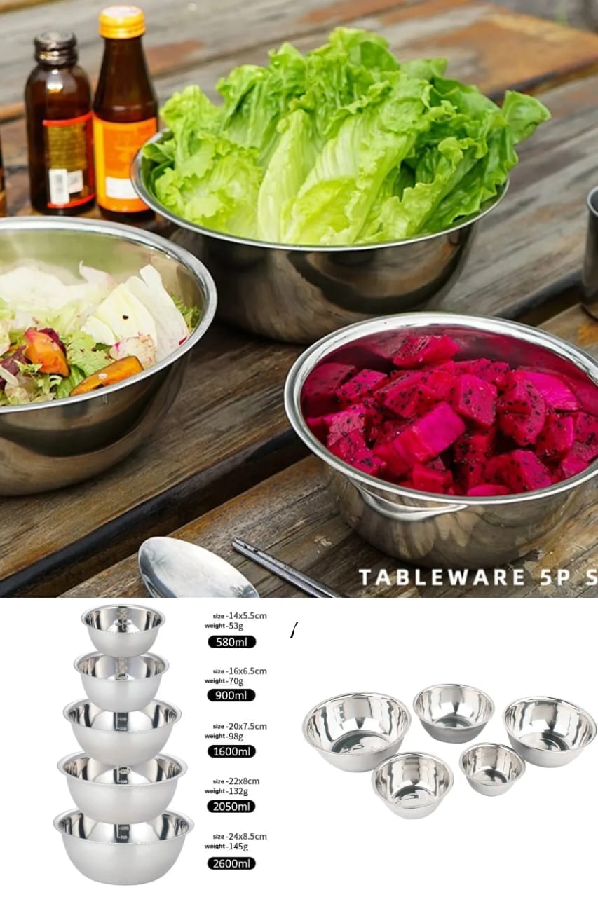 5Pcs Steel Mixing Bowl Set