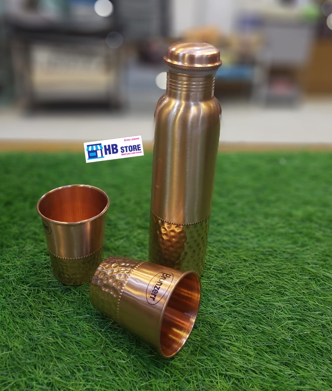 Fancy Copper Bottle & 4 Glass Set