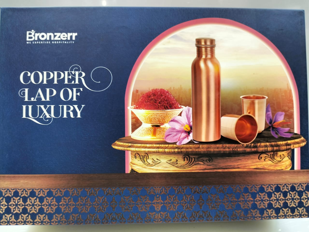 Fancy Copper Bottle & 4 Glass Set