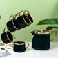 6Pcs Cups With Tea Pot & Metal Stand