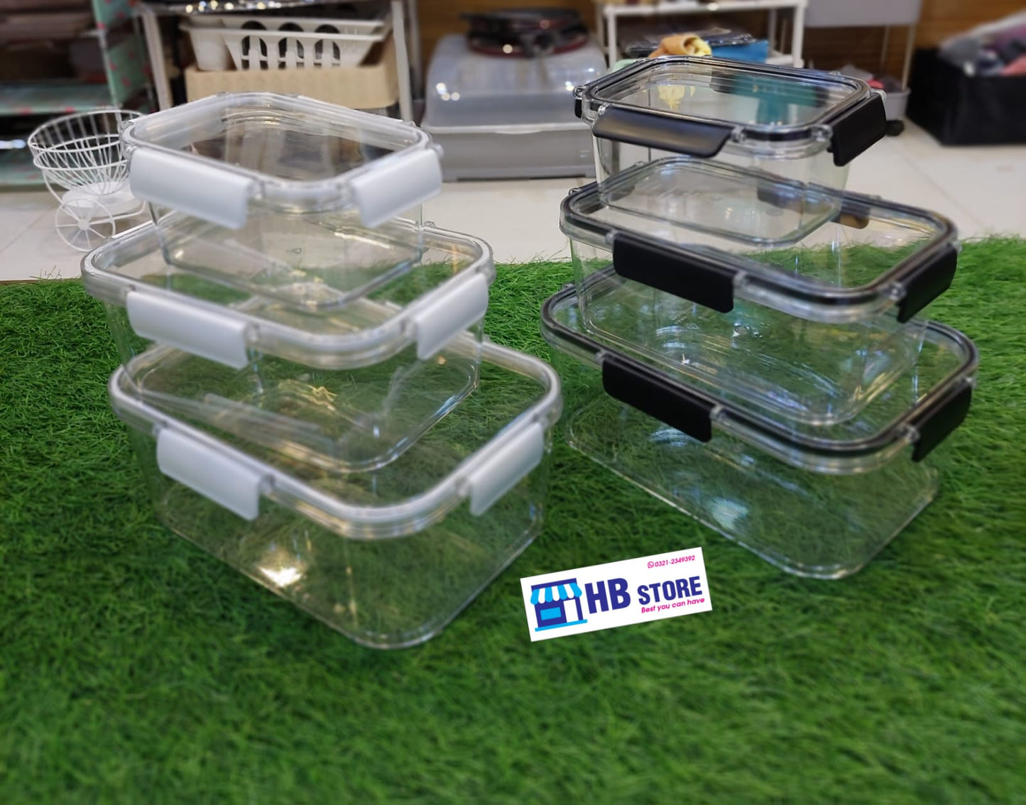 3Pcs Acrylic Square Airtight Box Set