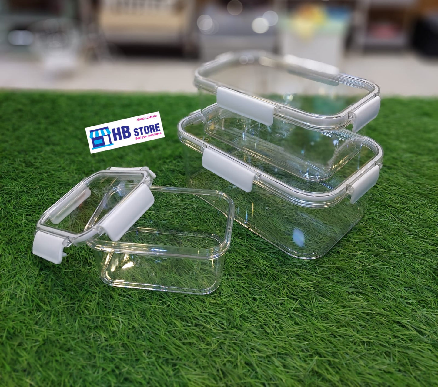 3Pcs Acrylic Square Airtight Box Set