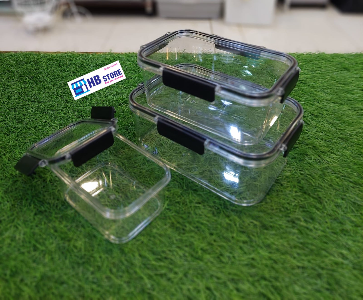 3Pcs Acrylic Square Airtight Box Set