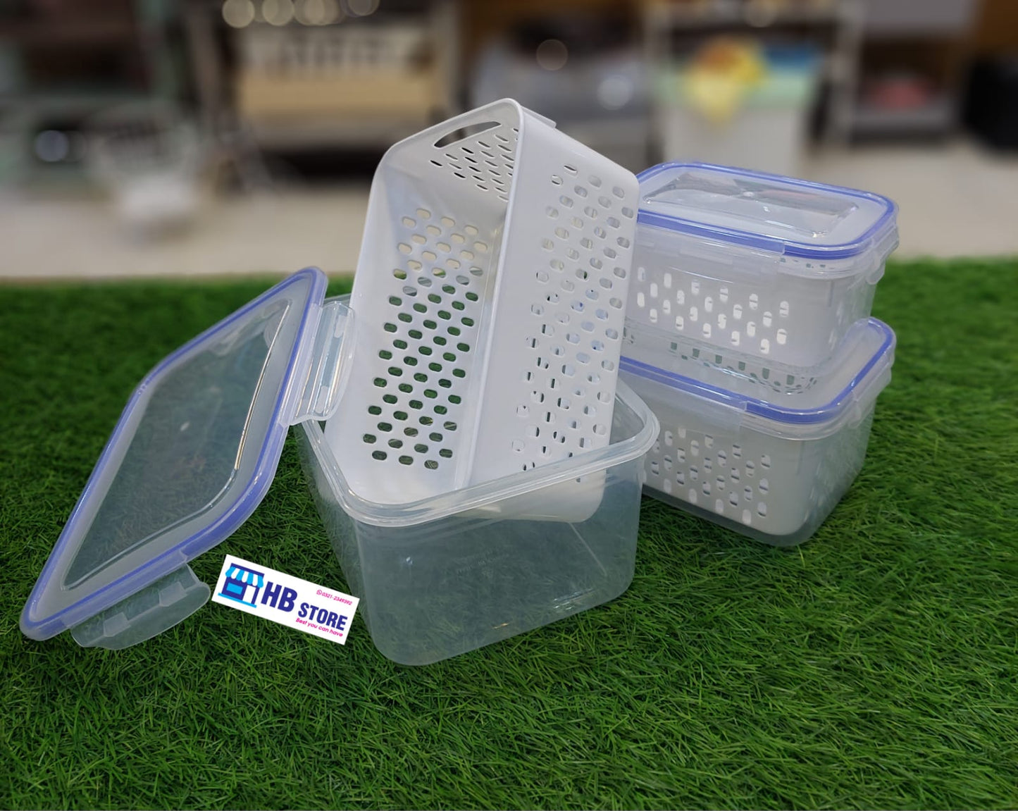 3Pcs Plastic Box Set With Drainer Basket